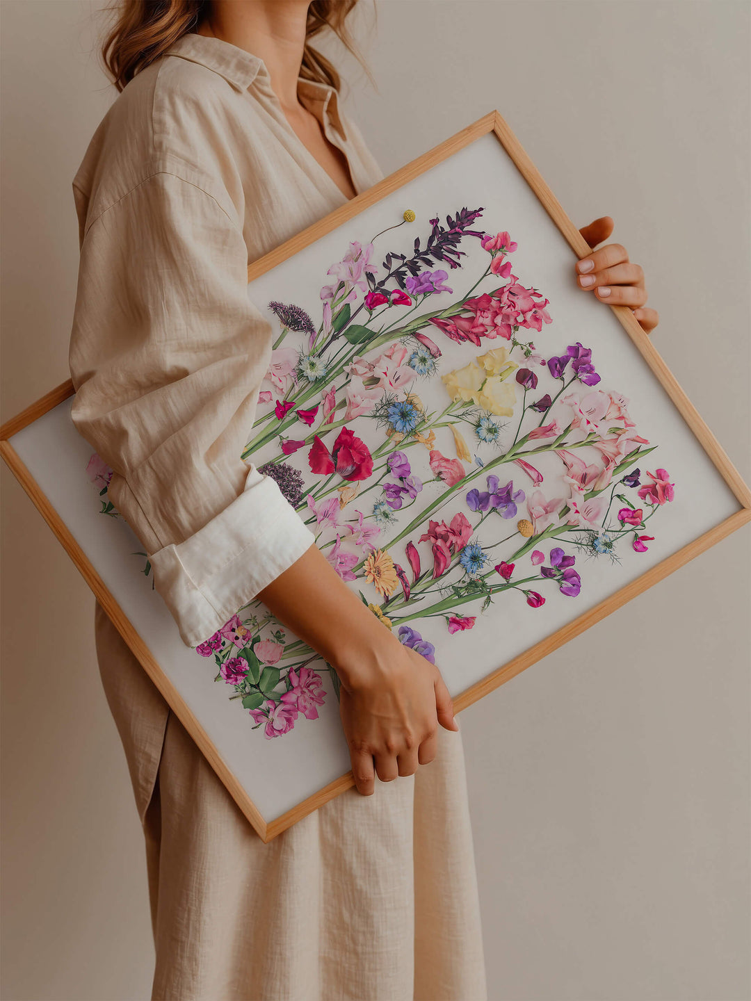 Woman carrying loral fine art print