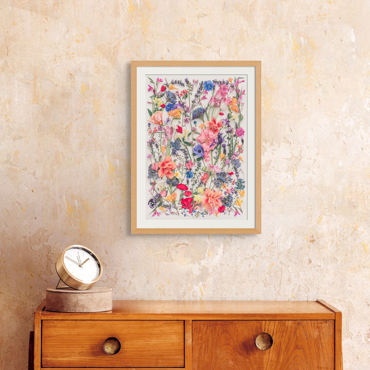 Small A3 Rhapsody floral print in oak frame