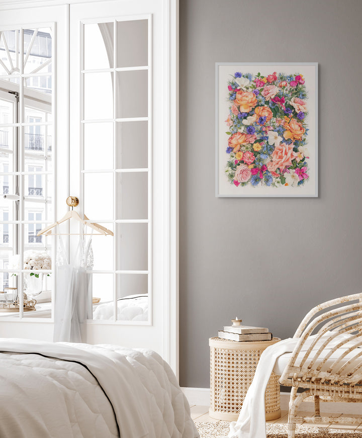 Romance of the Rose 60 x 80 white frame